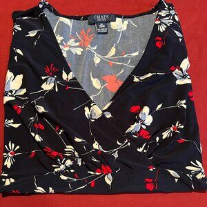 Chaps Women's Floral V-Neck Blouse – Size 1X